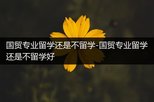 国贸专业留学还是不留学-国贸专业留学还是不留学好