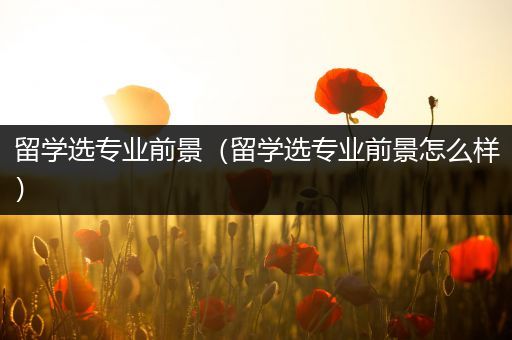 留学选专业前景（留学选专业前景怎么样）