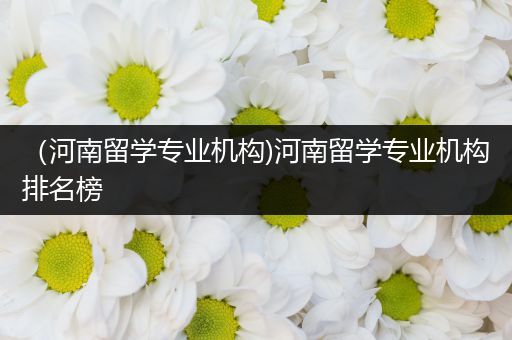 （河南留学专业机构)河南留学专业机构排名榜