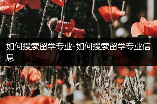 如何搜索留学专业-如何搜索留学专业信息