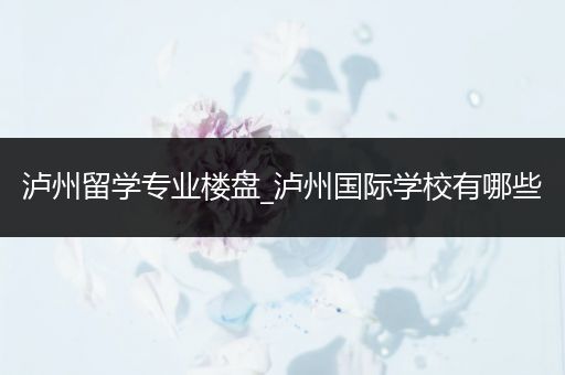 泸州留学专业楼盘_泸州国际学校有哪些