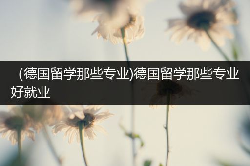 （德国留学那些专业)德国留学那些专业好就业