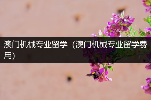 澳门机械专业留学（澳门机械专业留学费用）