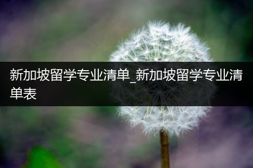 新加坡留学专业清单_新加坡留学专业清单表