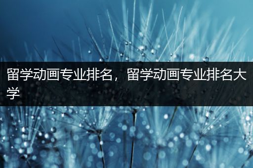 留学动画专业排名，留学动画专业排名大学