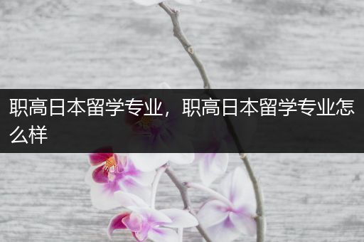 职高日本留学专业，职高日本留学专业怎么样