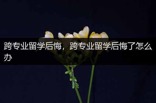 跨专业留学后悔，跨专业留学后悔了怎么办