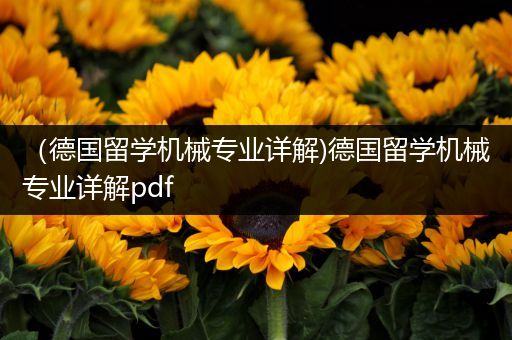 （德国留学机械专业详解)德国留学机械专业详解pdf