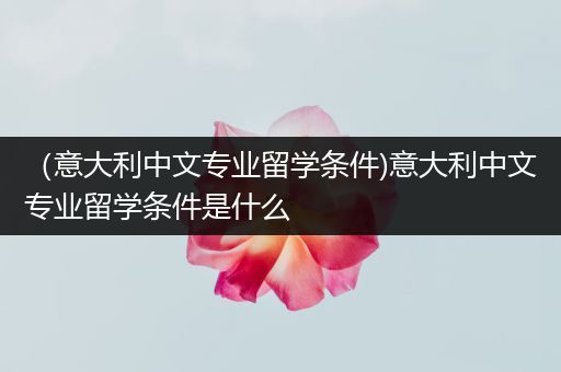 （意大利中文专业留学条件)意大利中文专业留学条件是什么