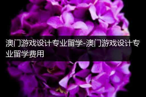 澳门游戏设计专业留学-澳门游戏设计专业留学费用