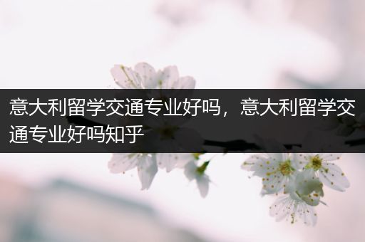 意大利留学交通专业好吗，意大利留学交通专业好吗知乎